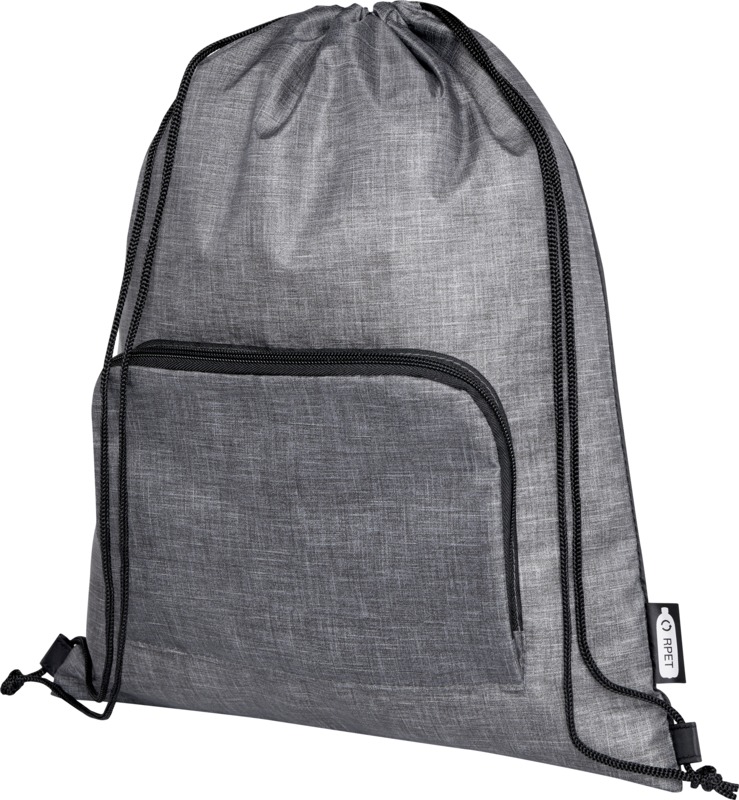 Ash recycled foldable drawstring bag 7L in Heather grey / Black