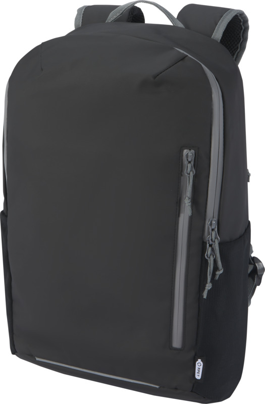 Aqua 15" GRS recycled water resistant laptop backpack 21L in Black